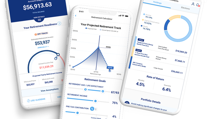 screenshot of MyPlanConnection 401k app